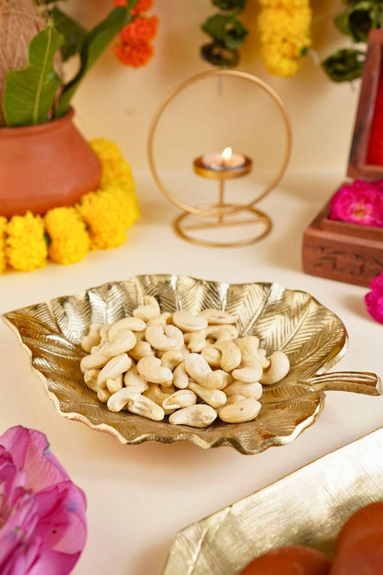 Handmade Golden Bliss Palm Leaf Bowl