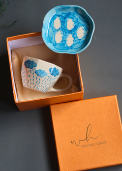 Handmade ceramic cloud coffee mug & dessert plate
