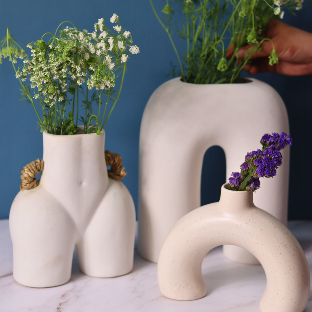 handmade set of three best selling white vase combo