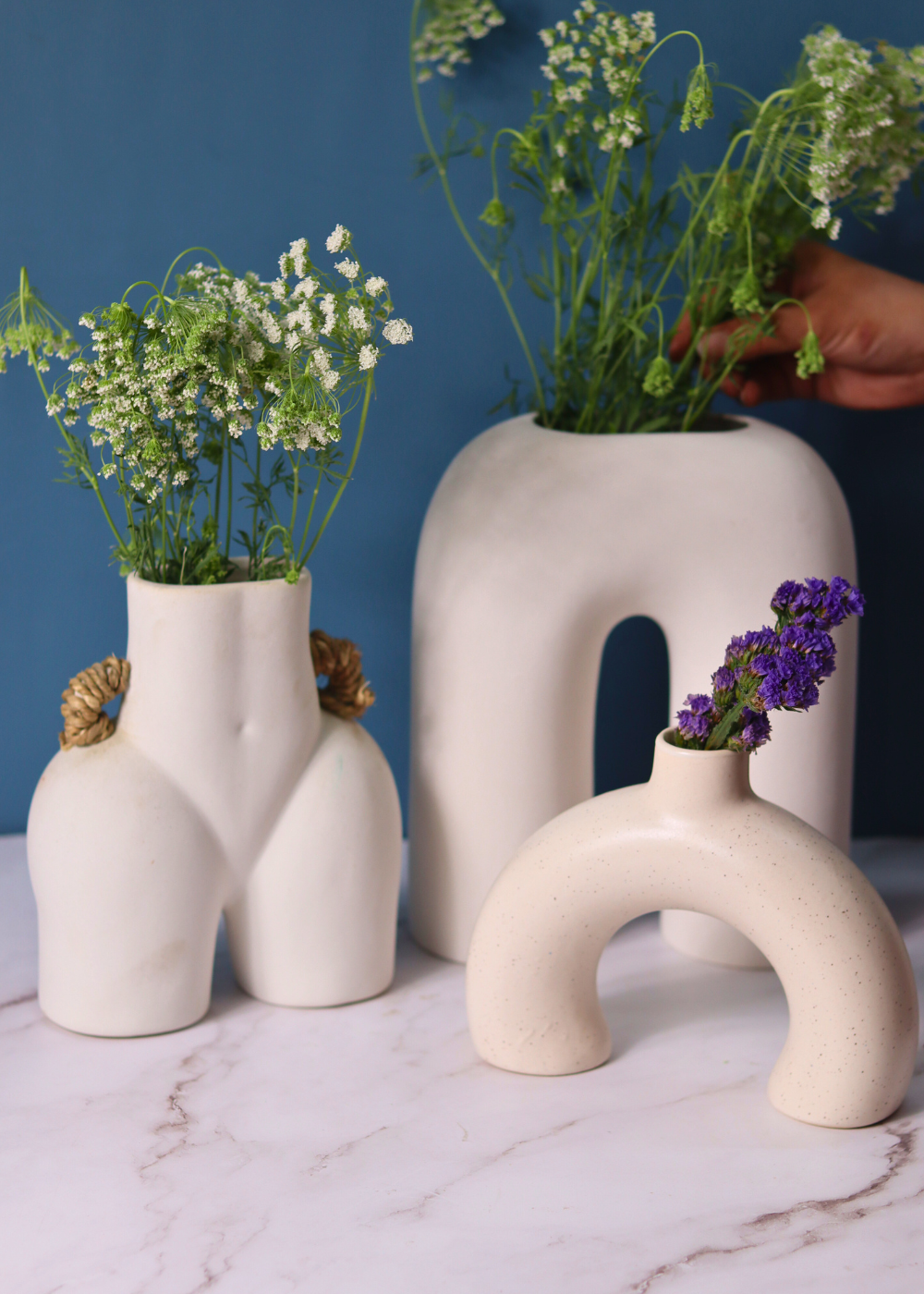 handmade set of three best selling white vase combo