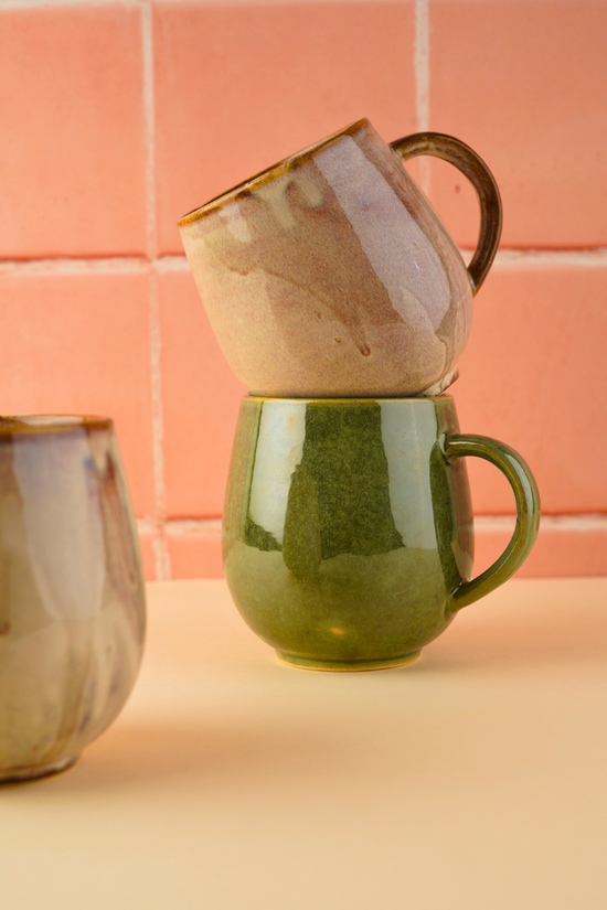 Beige & Green Cozy Mugs - Set of two