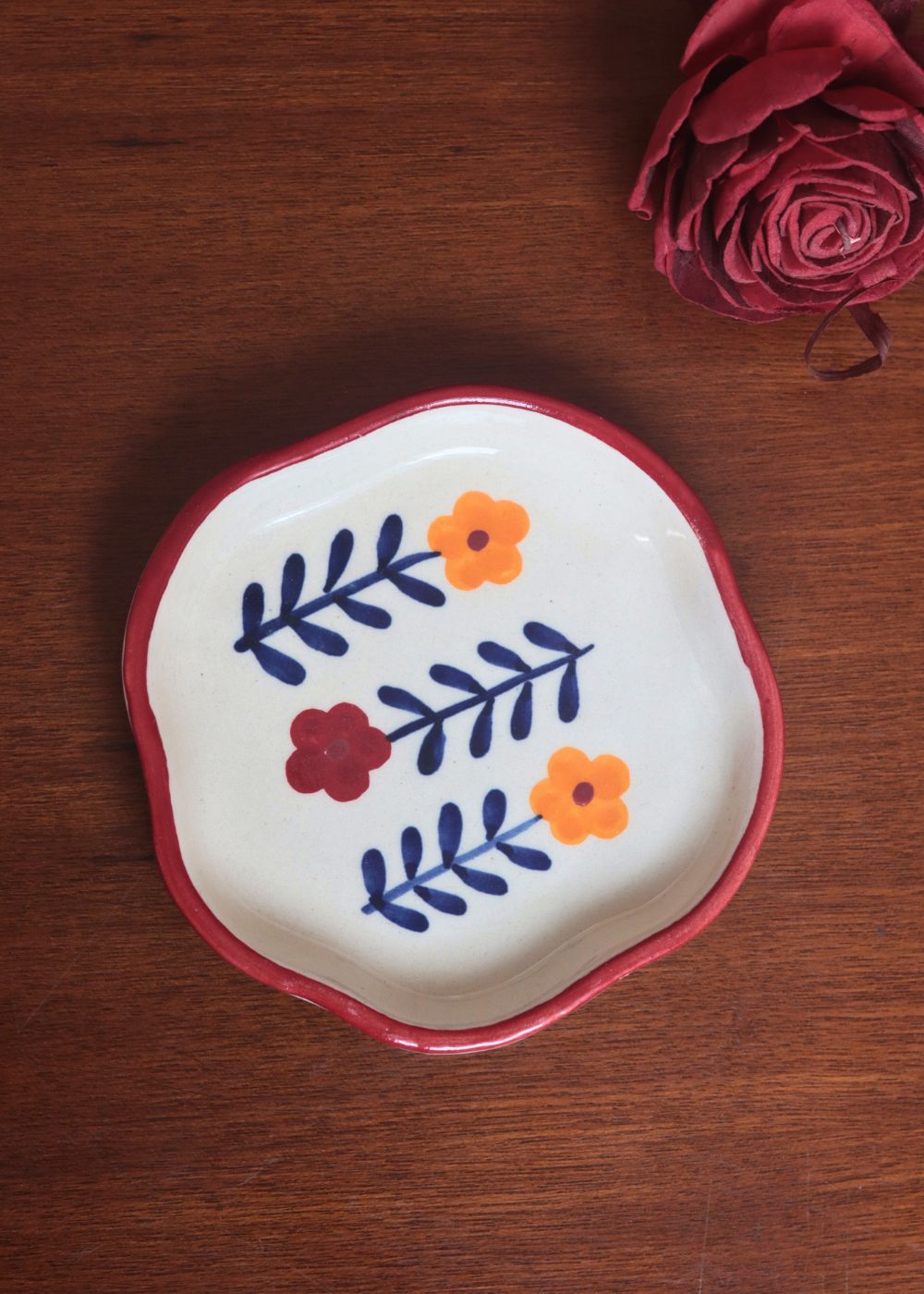 Floral Bloom Handmade Dessert Plate made by ceramic