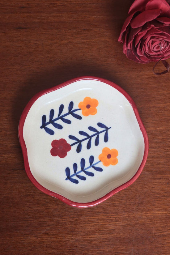 Floral Bloom Handmade Dessert Plate made by ceramic