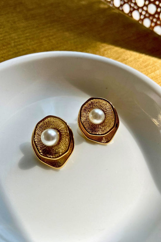 Pearly Elegance Earrings handmade in India