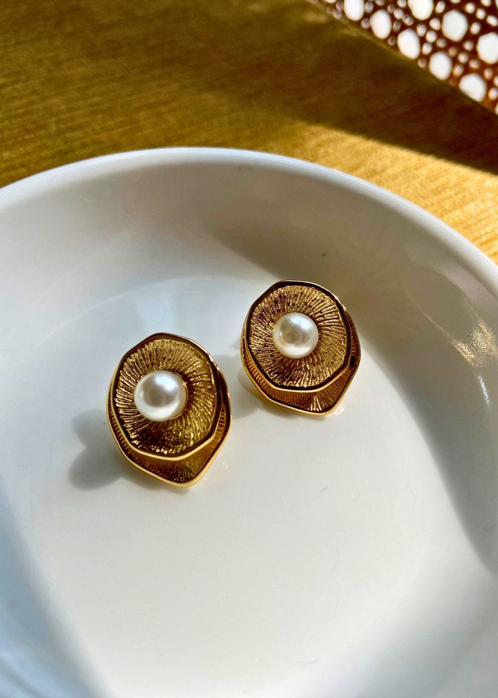 Pearly Elegance Earrings handmade in India