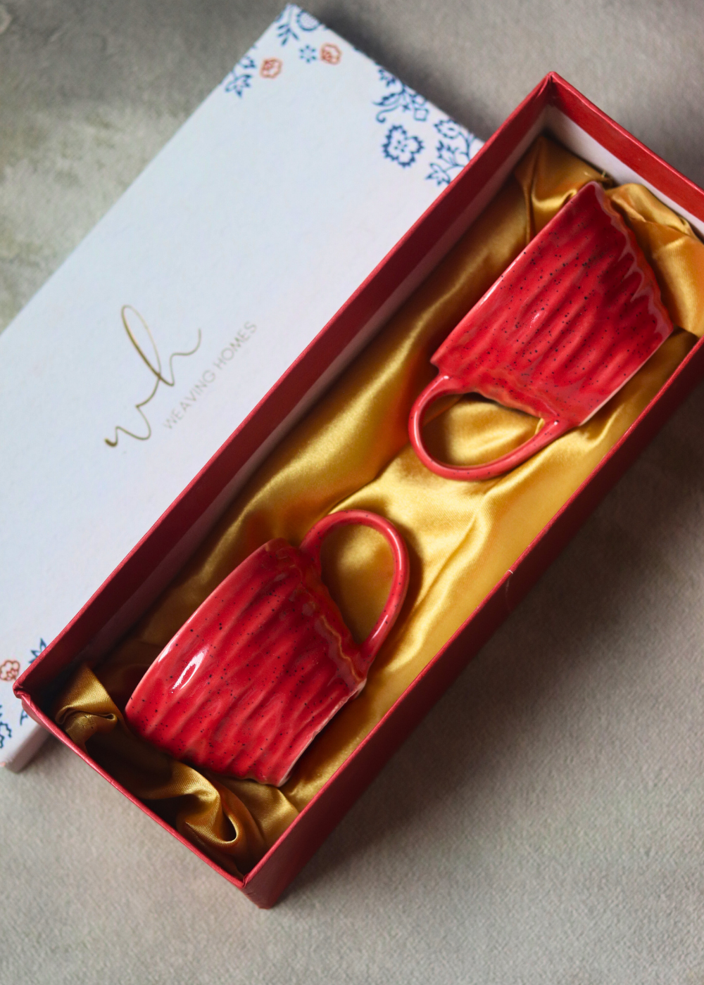 Red Twirl Coffee Mug in a Gift Box - Set Of Two