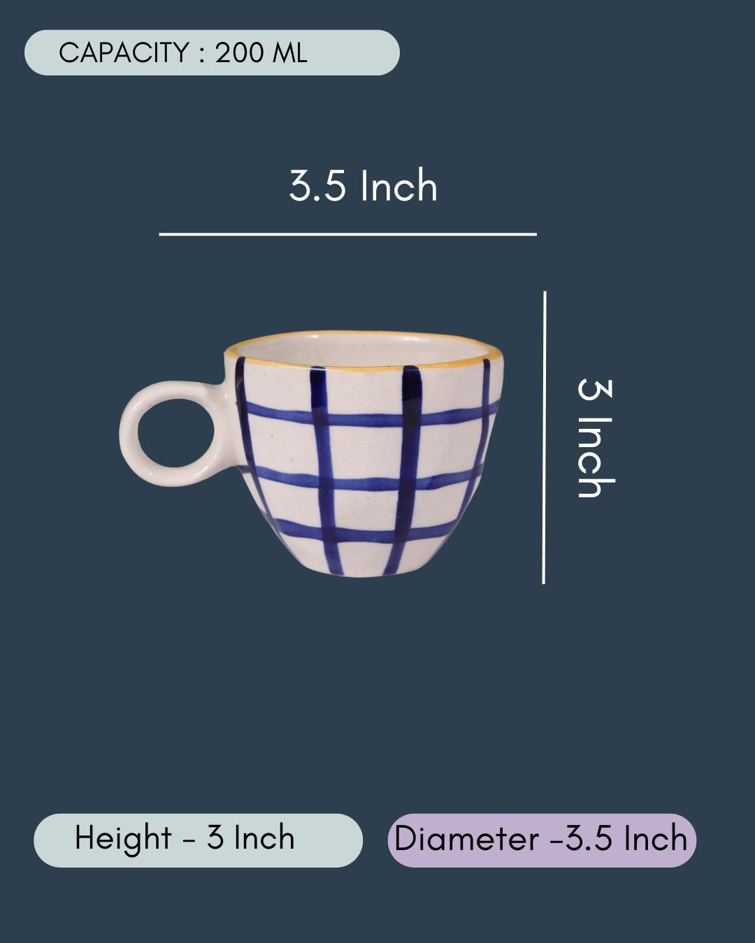 Blue Checks Mug - Damaged
