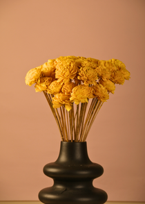 Yellow Ochre Roses - Bunch In Vase