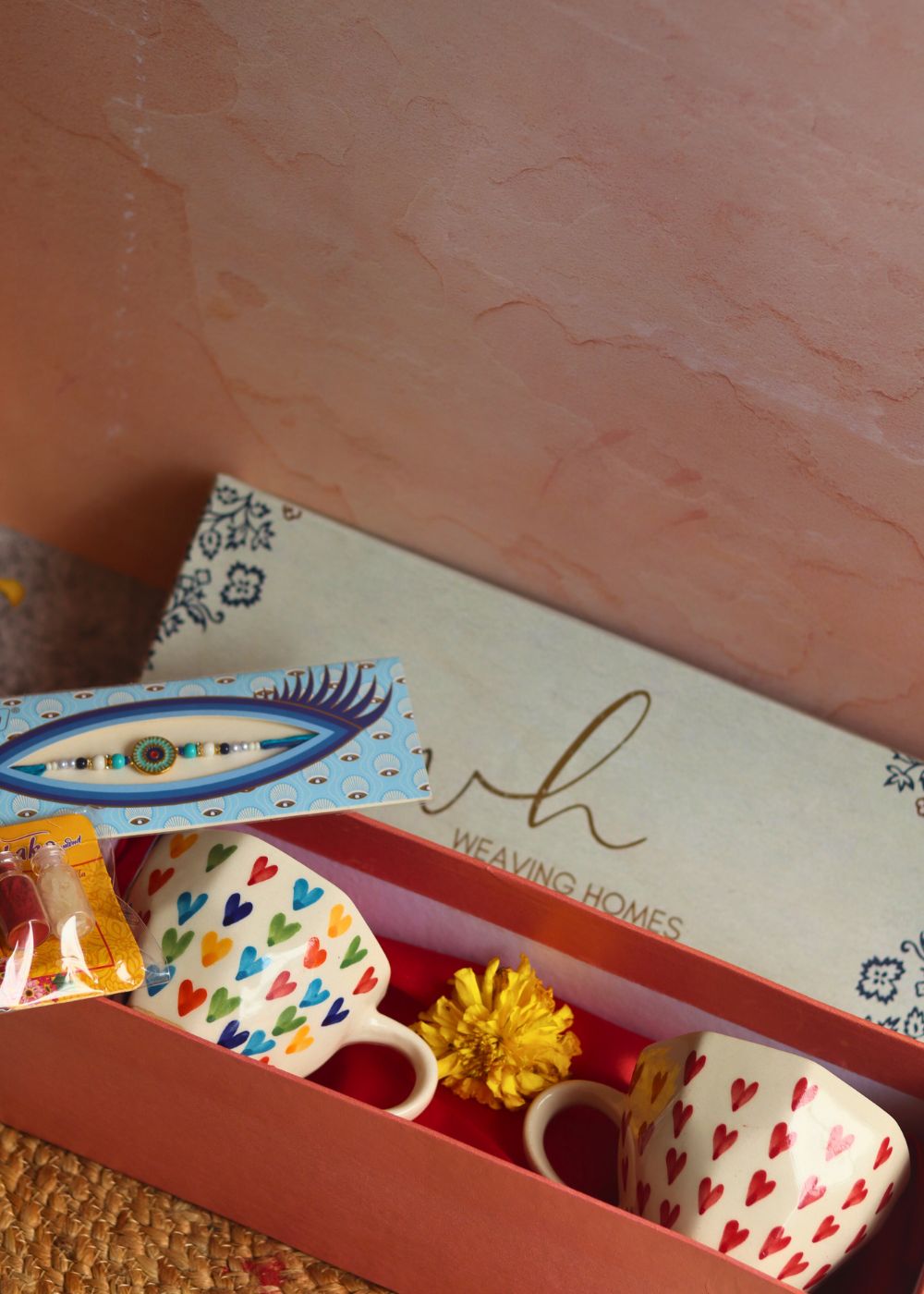 Heart & Loveislove Mug rakhi gift box handmade in india 