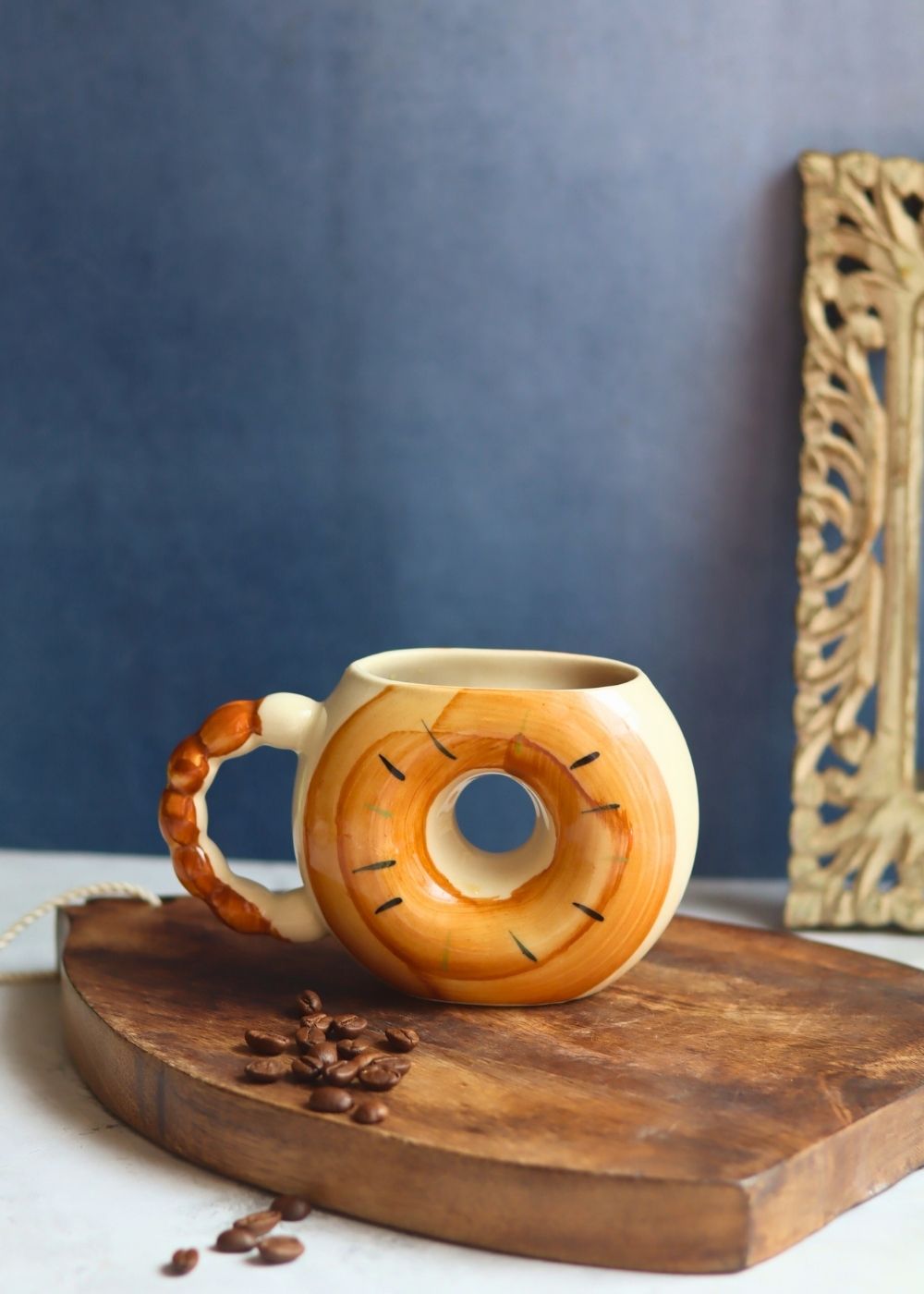Donut Mug - Brown handmade in india