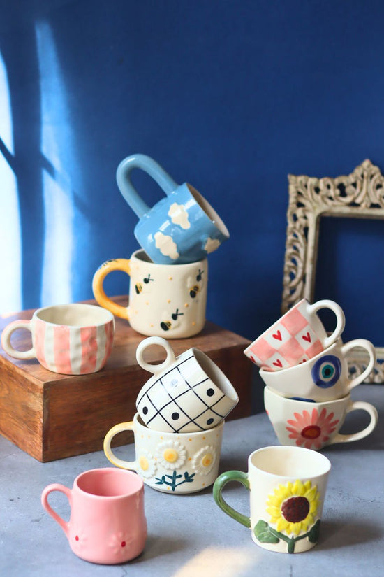 Handmade Set of 10 Bloom & Brew Mugs (for the price of 7)