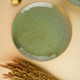 pistachio stoneware dinner plate with unique design 