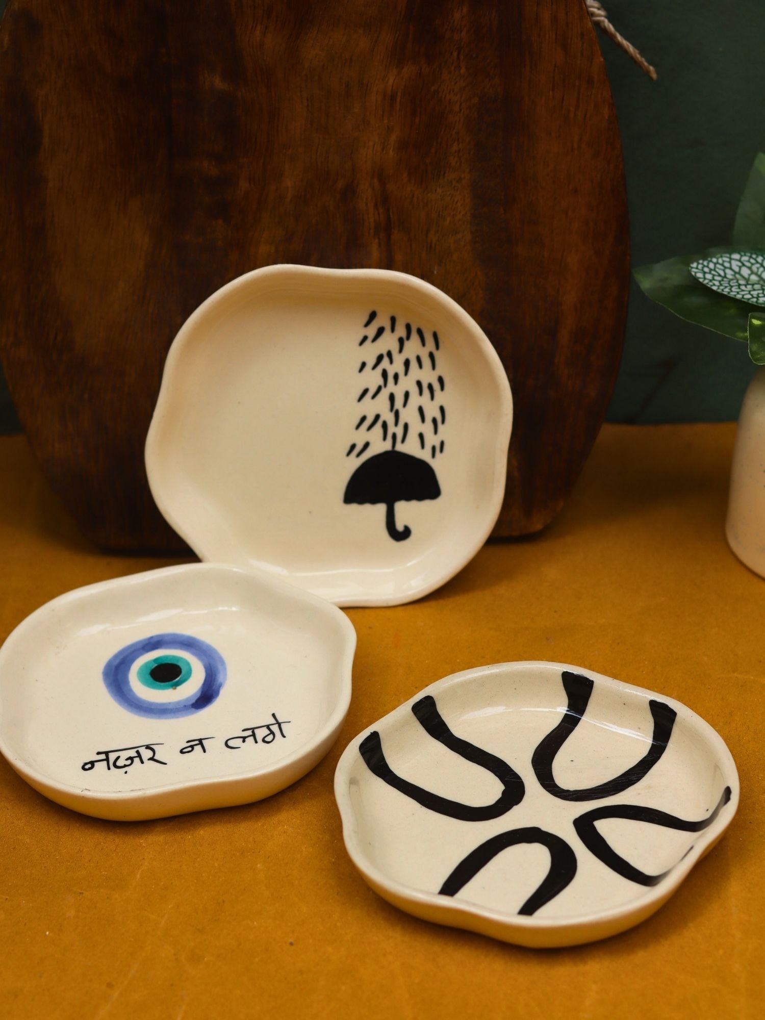 Handmade Nazar, Umbrella & Abstract Handmade Dessert Plate