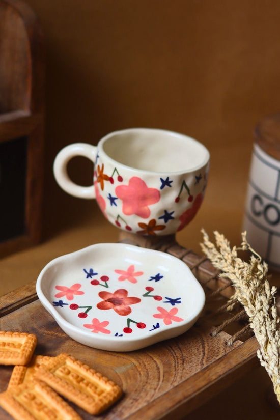 Handmade Bloom mug & Handmade dessert Plate