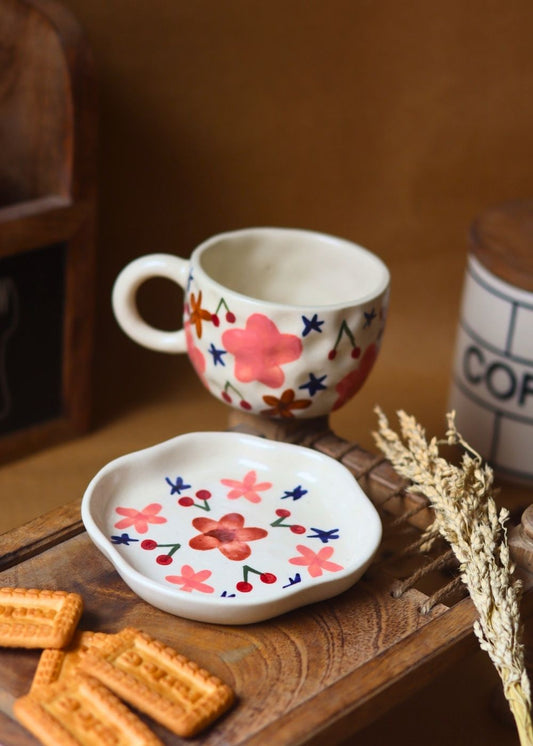 Handmade Bloom mug & Handmade dessert Plate