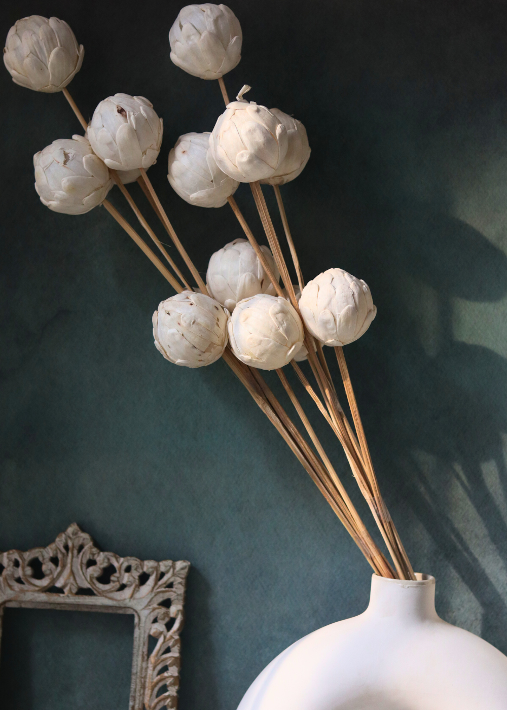 Dried White Ball Flower Bunch