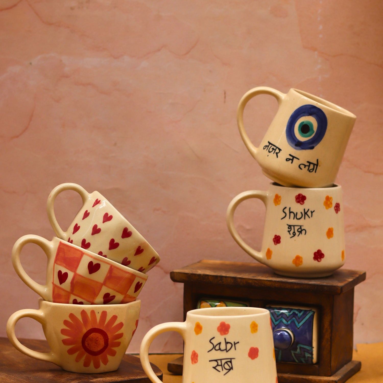 Set of 6 Tea & Coffee Sip Mugs (for the price of 5) made by ceramic