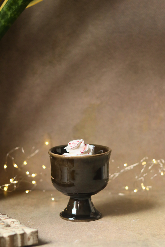 handmade glossy black ice cream goblet