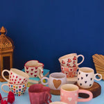 Set of 10 Sweet Heart Mugs Combo (for the price of 7) handmade in india