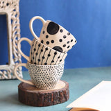 Small & Big Black Polkas, Black Lines & Dotted Mug - Set of three