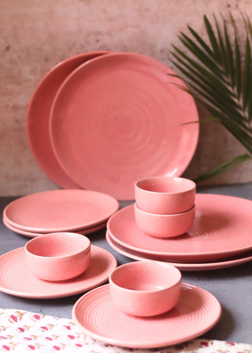 Set of 12 - Rosy Pink Dinner Set made by ceramic