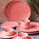 Set of 12 - Rosy Pink Dinner Set made by ceramic