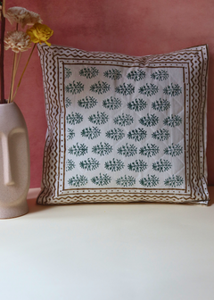 Green motifs quilted cotton cushion covers