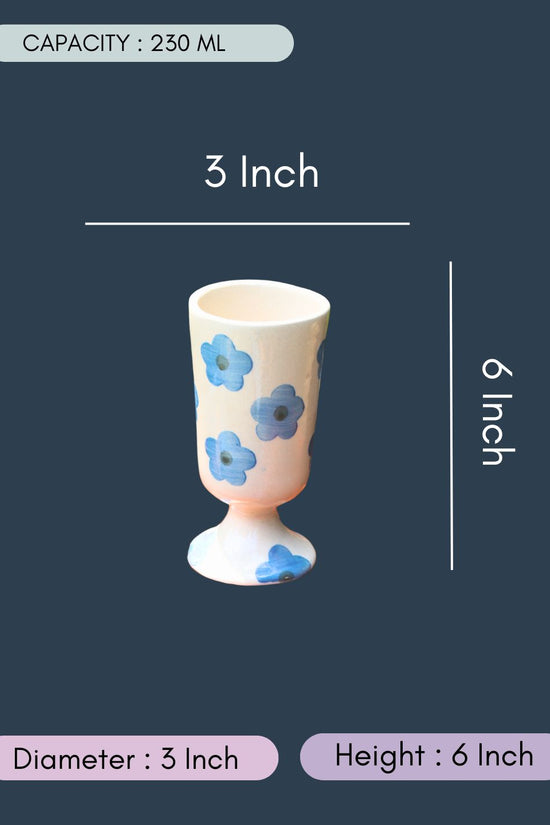 Blue Floral Wine Glass with size & fit