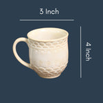Pearl White Textured Coffee Mug with size & fit