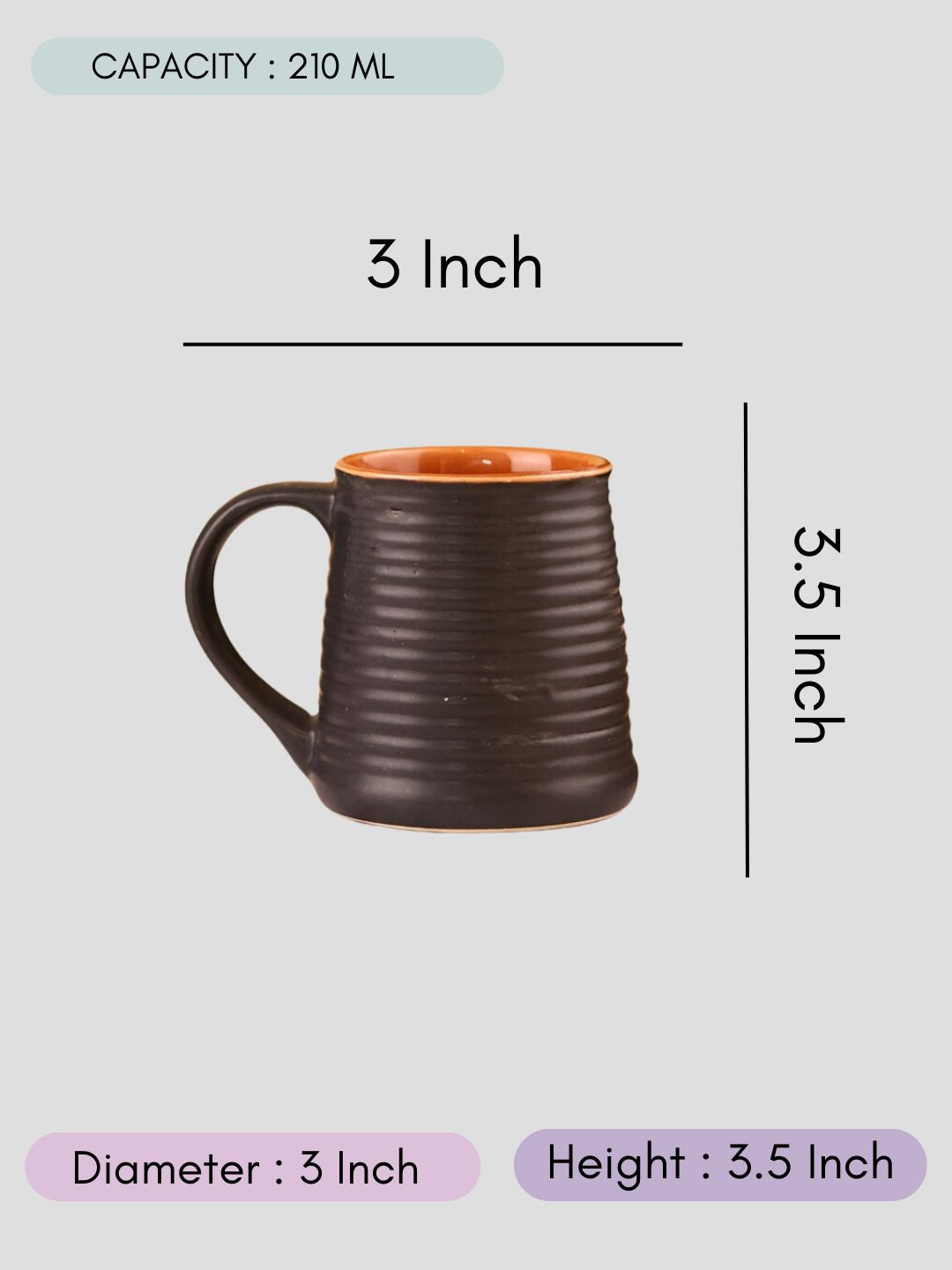 Rust-Black Coffee Mug with size & fit