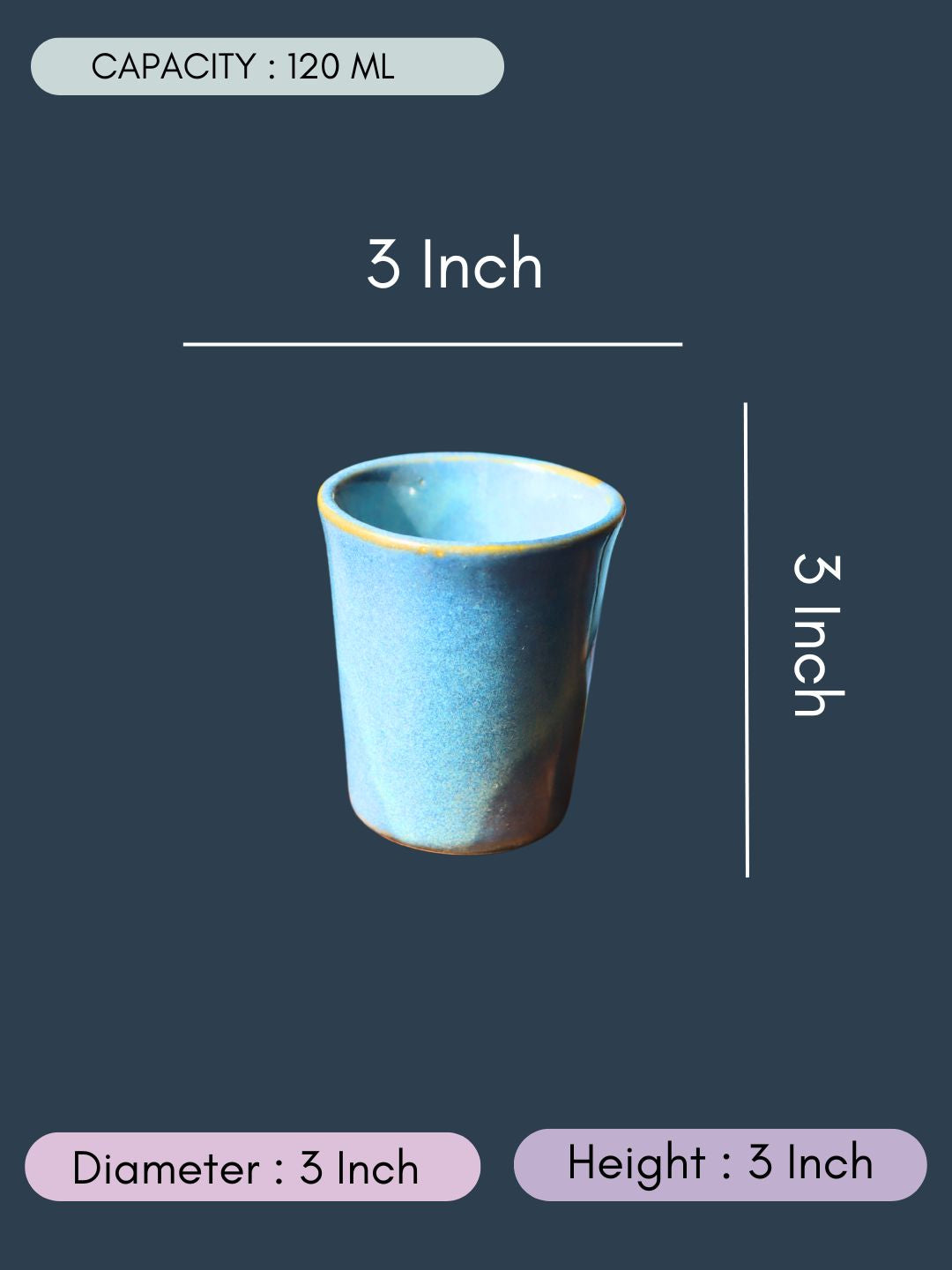 Blue Chai Kulhad with Size & fit