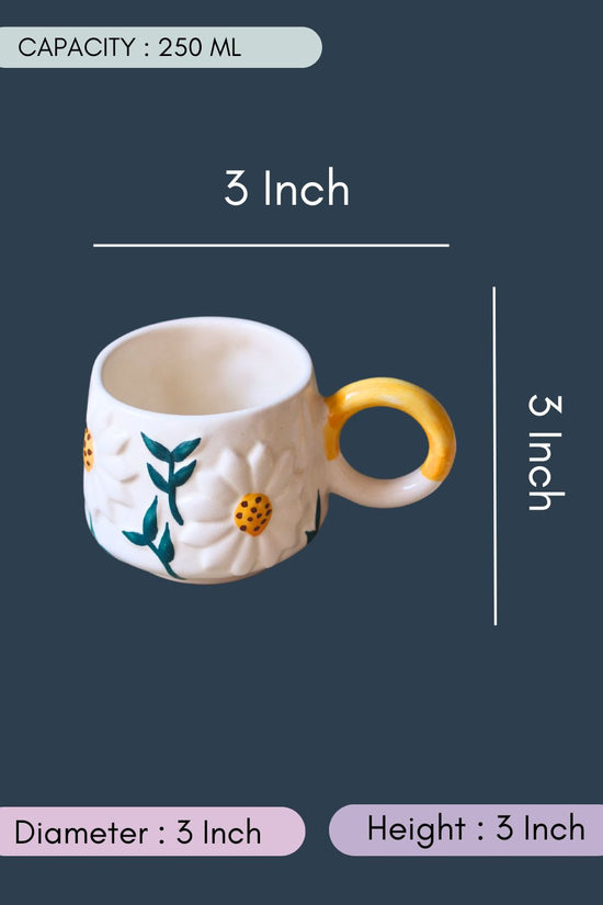 Daisy Bloom Mug with size & measurement