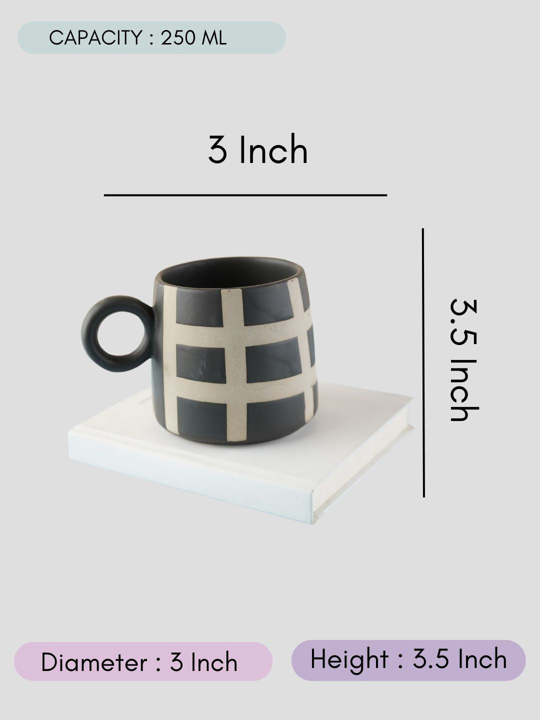 Black Checkered Mug with size & fit