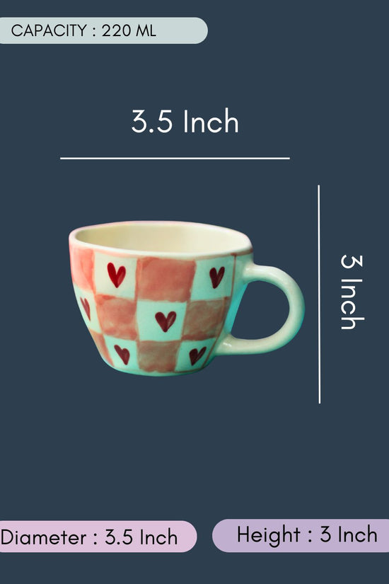 Chequered Heart Mug with size & fit