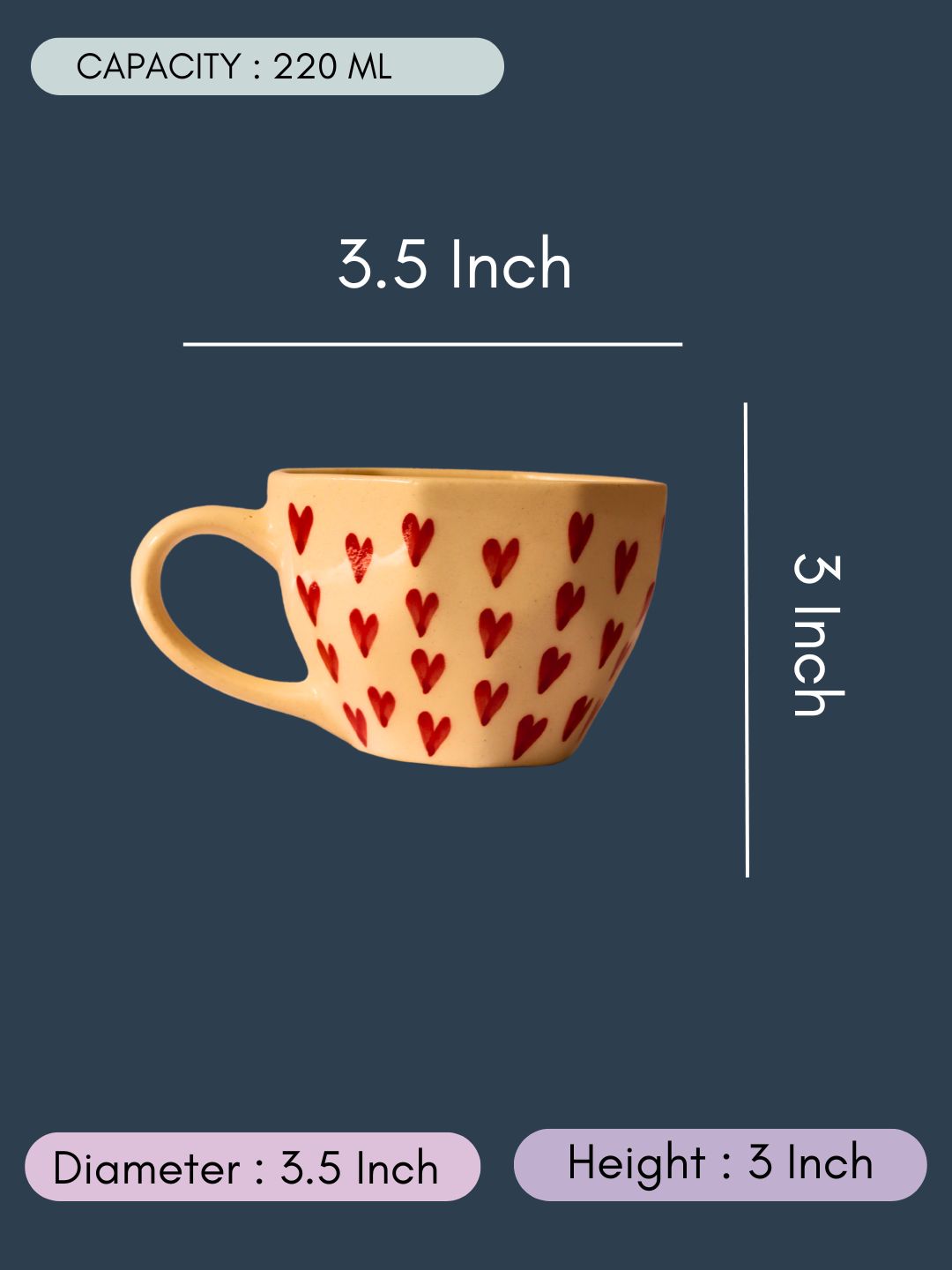 Heart Mugs with size & Fit