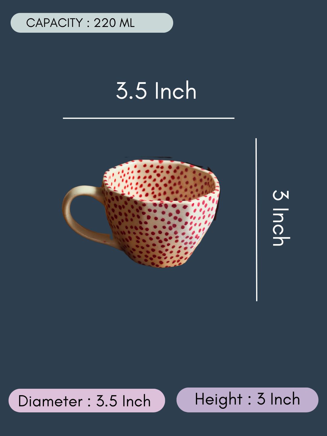 Deep Red Polka Mugs with size & fit