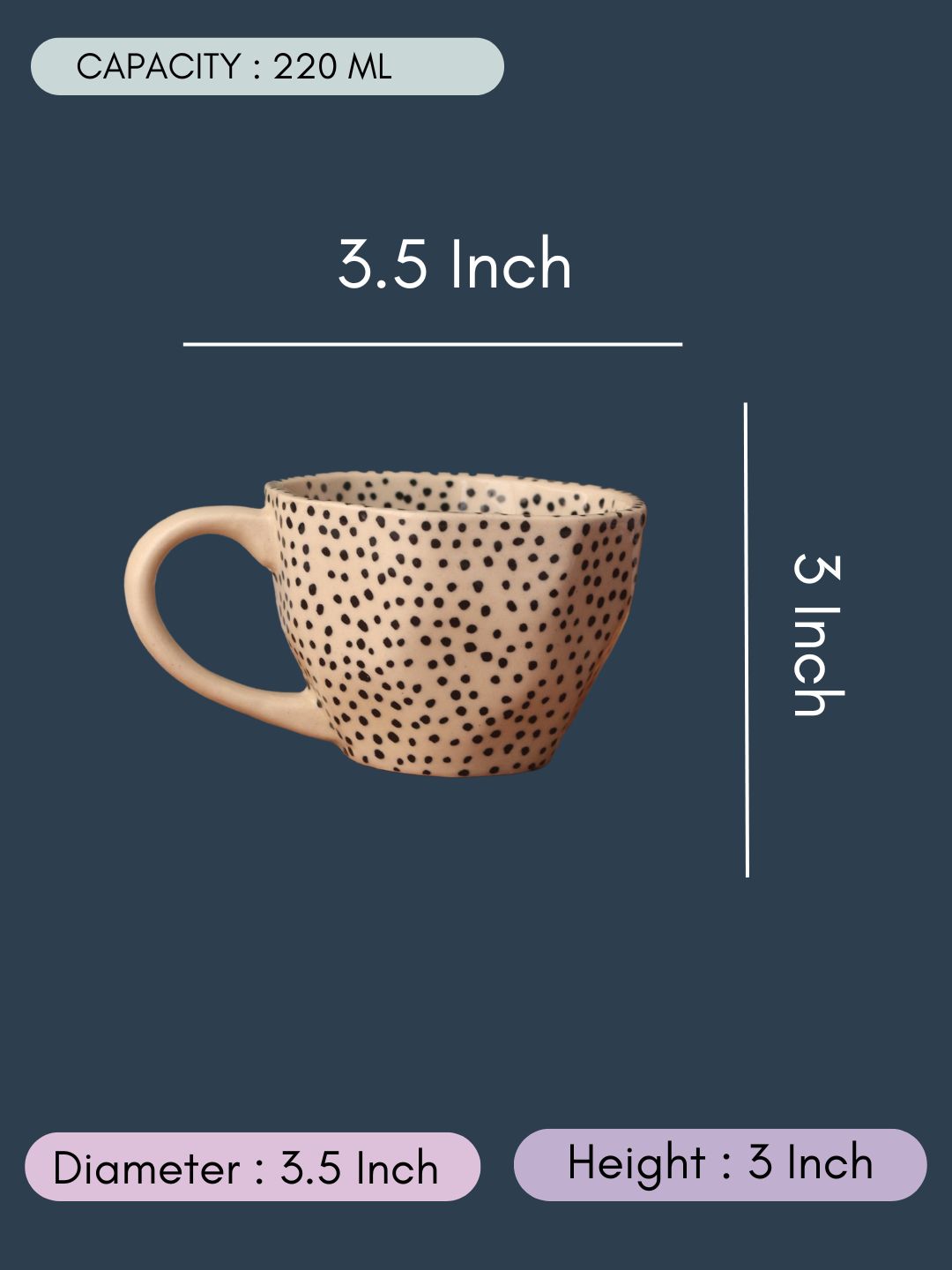 Black Polka Mug With Size & Fit