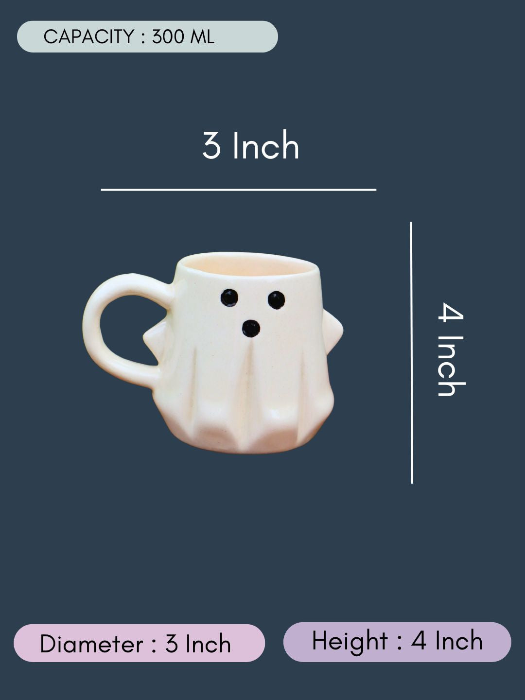 Spooky Ghost Mug with size & fit