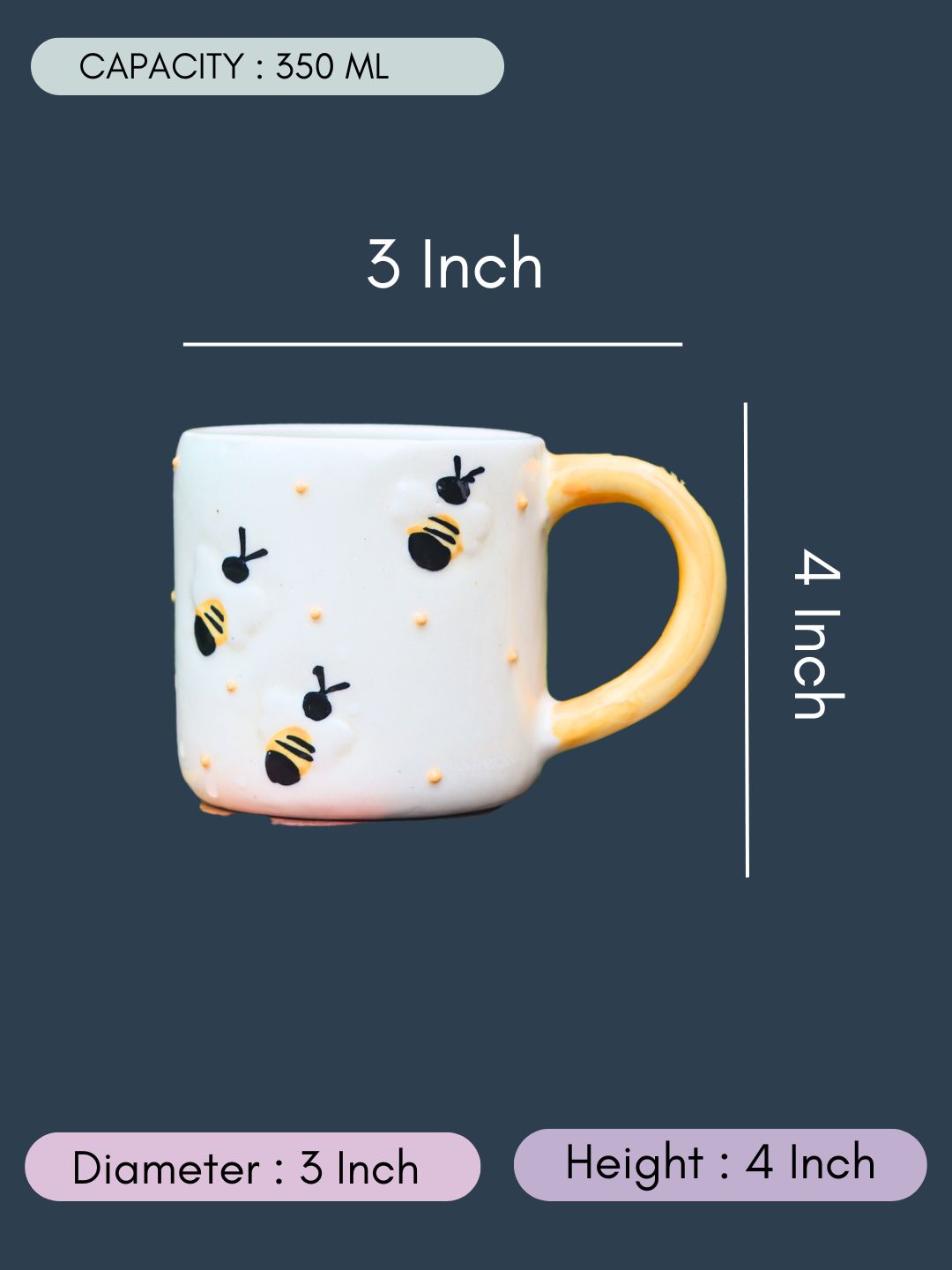 Irregular Ceramic Bee - Mug with size & fit