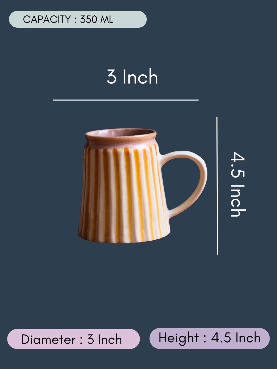 Striped Yellow Beer Mug with size & fit