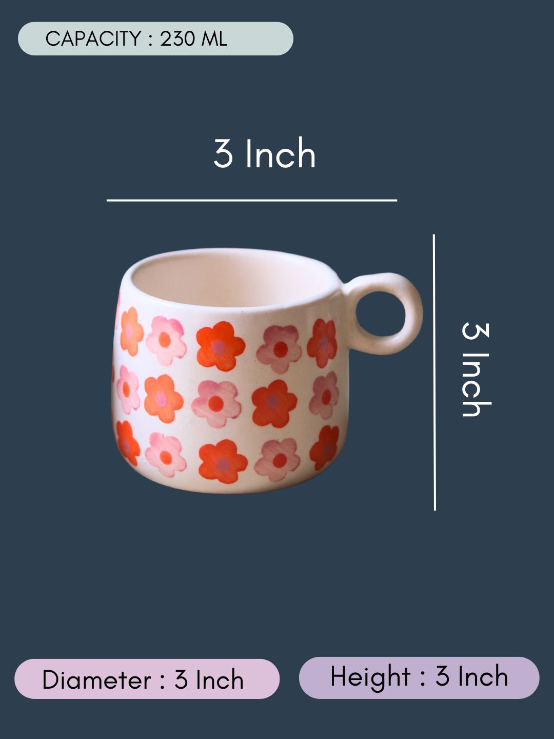 Floral Dreams Mug with size & fit