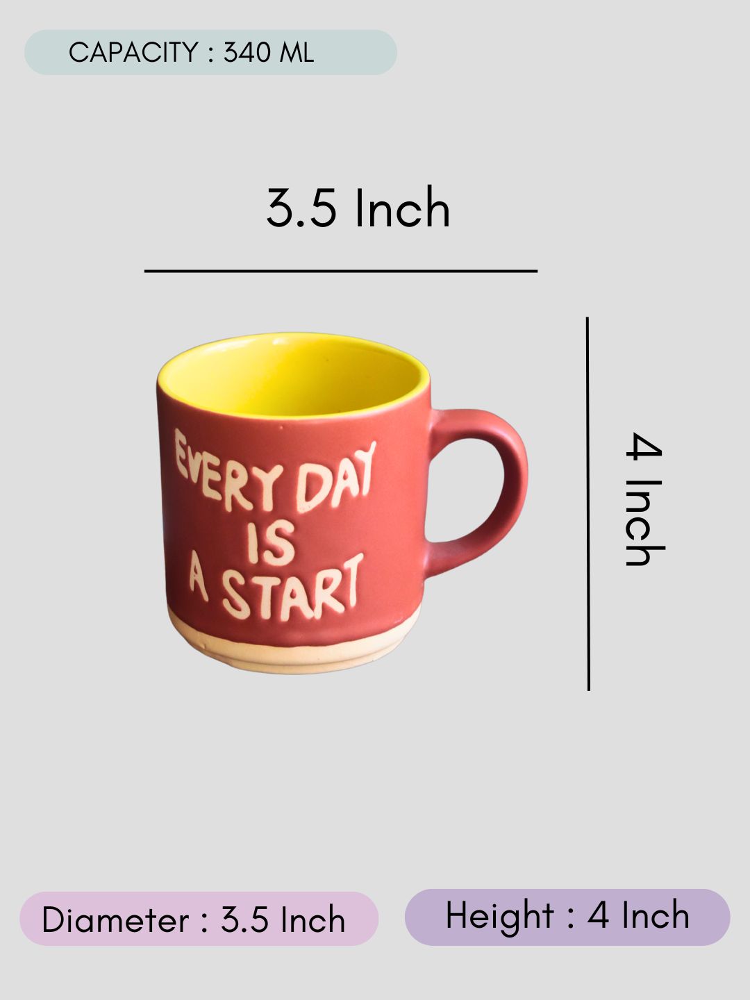 Every Day is a Start Mug with size & fit