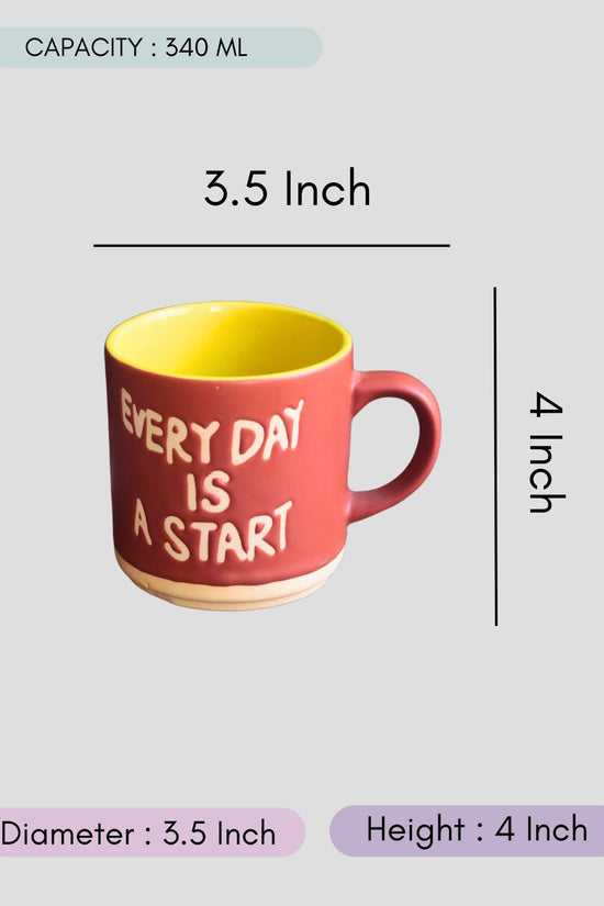 Every Day is a Start Mug with size & fit
