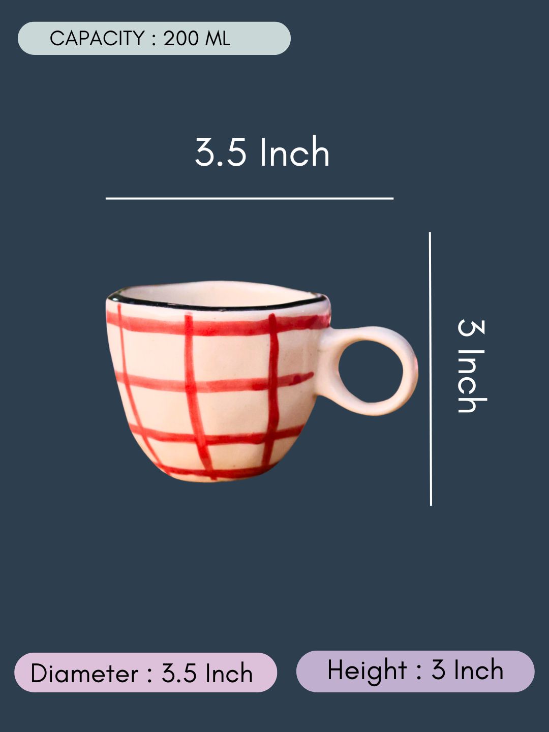 Red Checks Mug with Size & fit