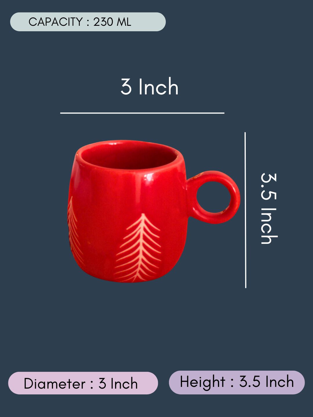 Christmas Tree Cuddle Mug- Red with size & fit