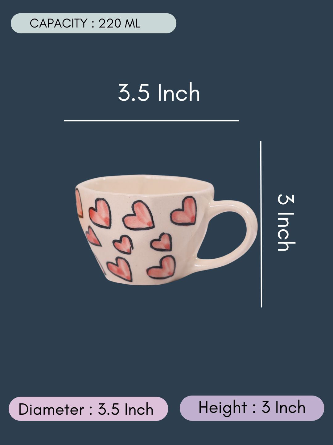 Pink Heart Mug with size & fit