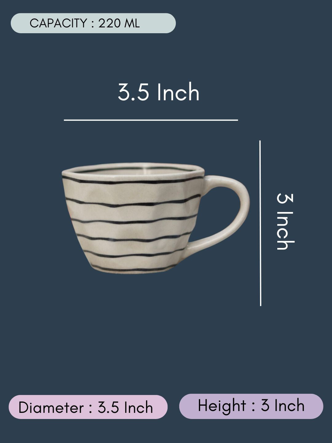 Black Lined Mug with size & Fit