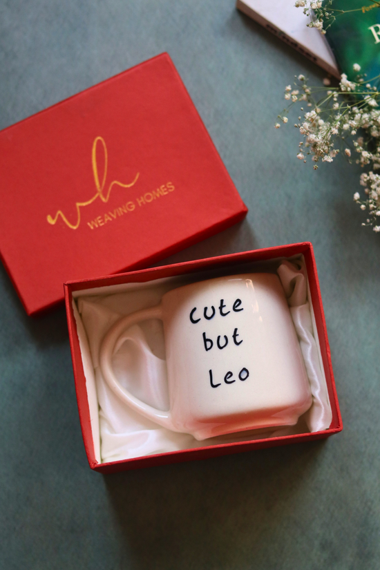 cute but leo mug in a gift box made by ceramic