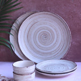 Set of 6 - Brown & White Dinner Set made by ceramic