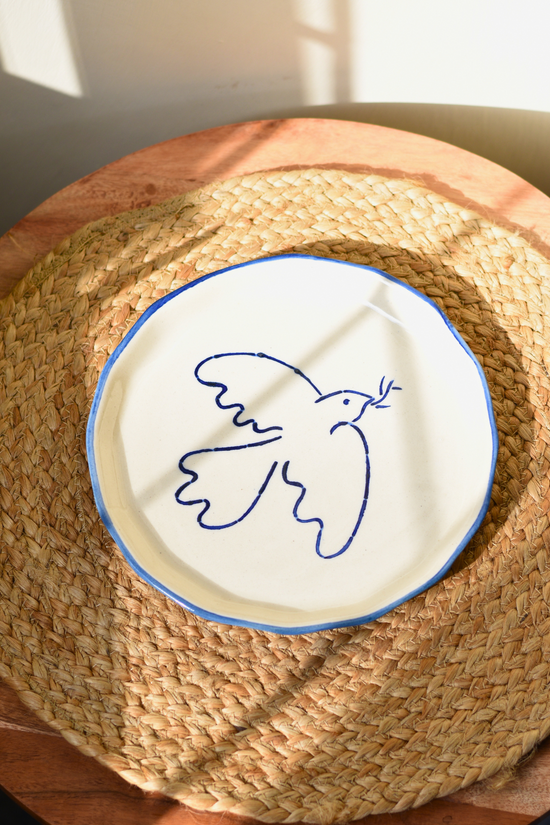 Handmade ceramic birdie snack plate 